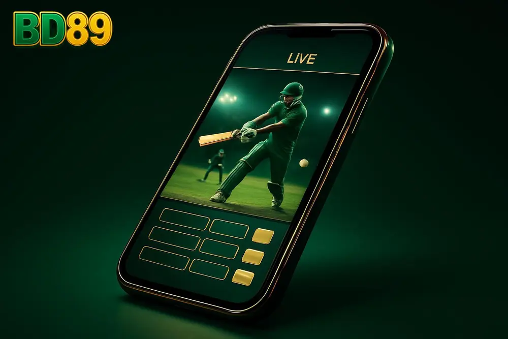 BD89 cricket betting โ a smartphone showing a live cricket match odds screen BD89 cricket betting โ a smartphone showing a live cricket match odds screen